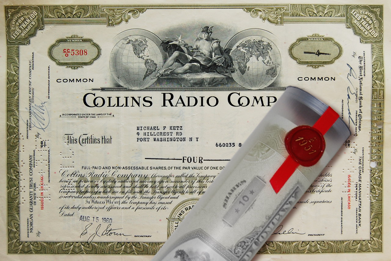 Aktie 1960 Collins Radio Company In Geschenkrolle Die Perfekte Geschenk Idee Bei Geschenkshop Deluxe Kaufen